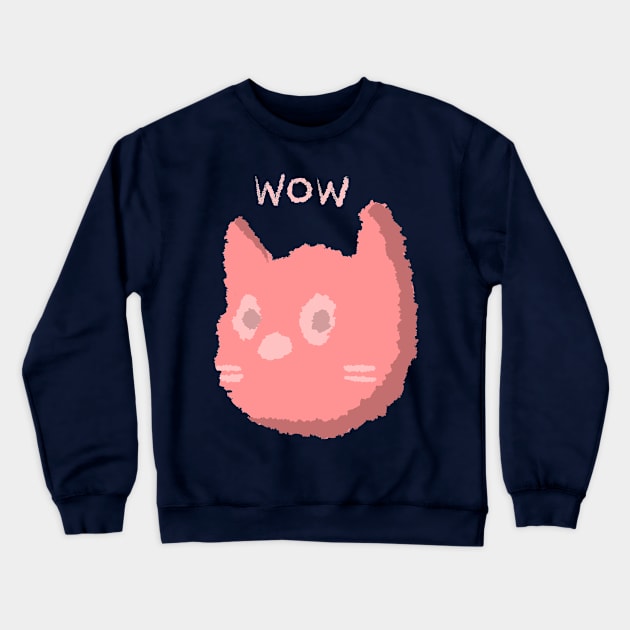 "wow" Cat Crewneck Sweatshirt by FadedFigments